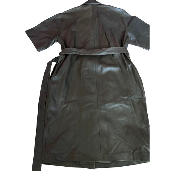 REMAIN by Birger‎ Christensen Puglia Leather Shirt Dress Tarmac Size 12 - Picture 11 of 13